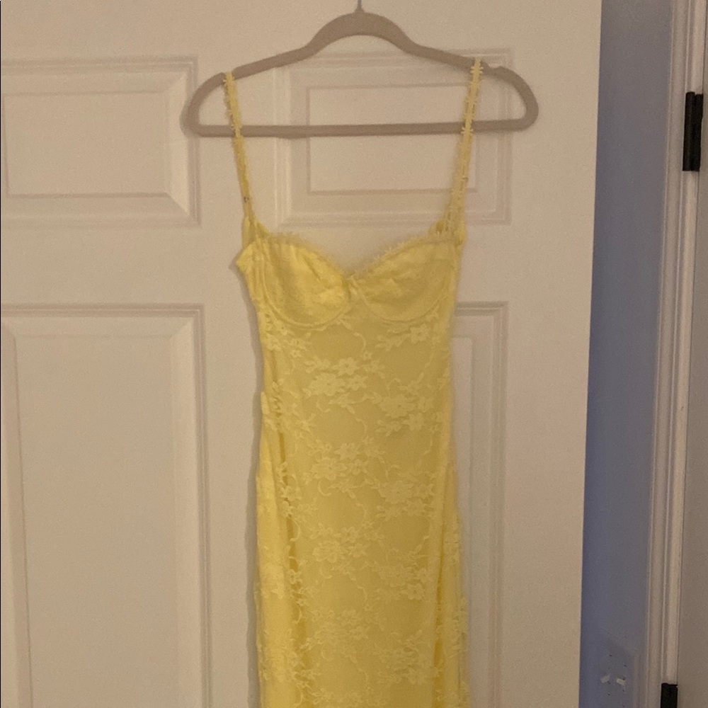 Lucy in the Sky Yellow Lace Maxi Dress